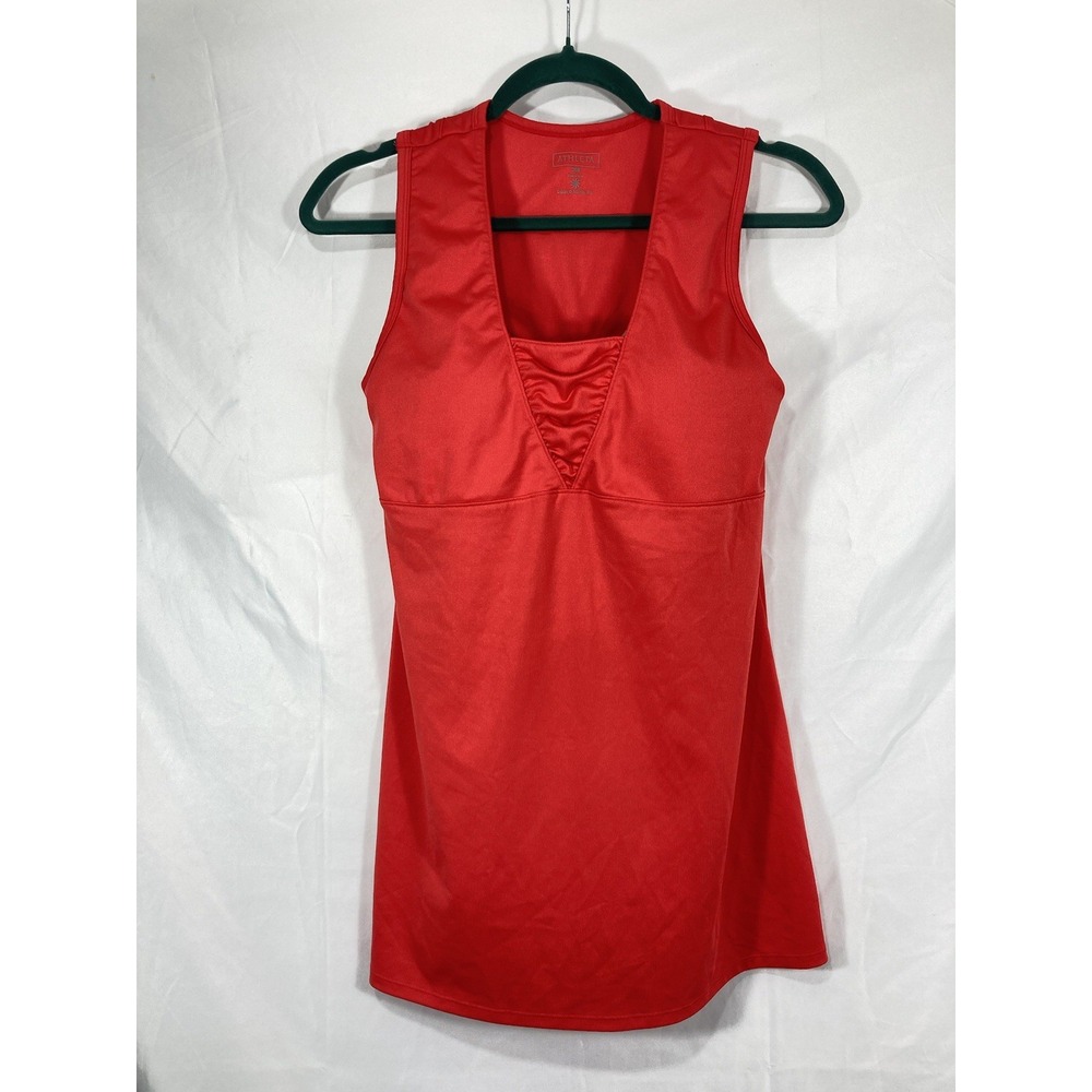 Athleta Side Ruched Racerback Tank Top, Built In Bra, Red Women's Size 38B Gym